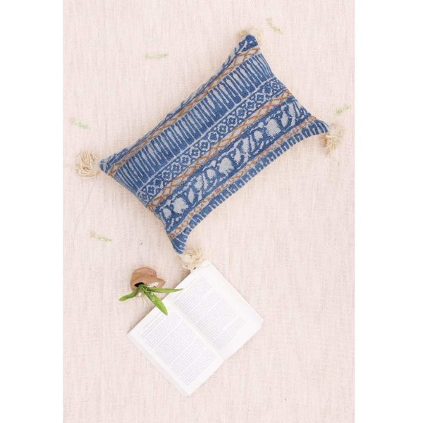 OFRIDA - LUMBAR CUSHION COVER - INDIGO